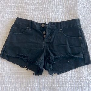 FP black high rise denim shorts